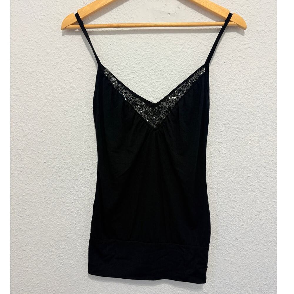 y2k forever 21 black sequin tank top cami glam preppy prep girly